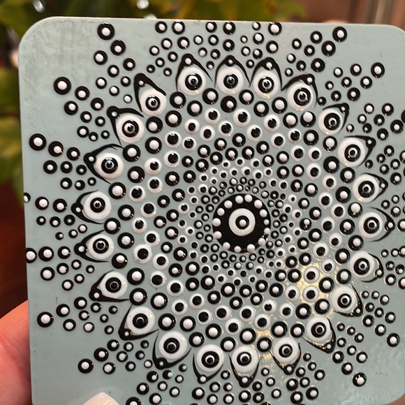 Enjoying my custom artwork, set of 4 coasters, repurposed, recycled, coasters - Picture 12 of 15